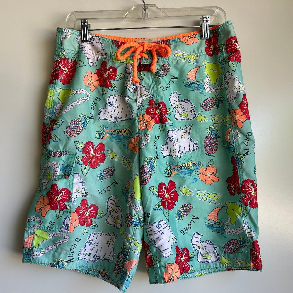 HOLLISTER Aloha Hawaiian Print Swim Short Trunks Men's Size Medium